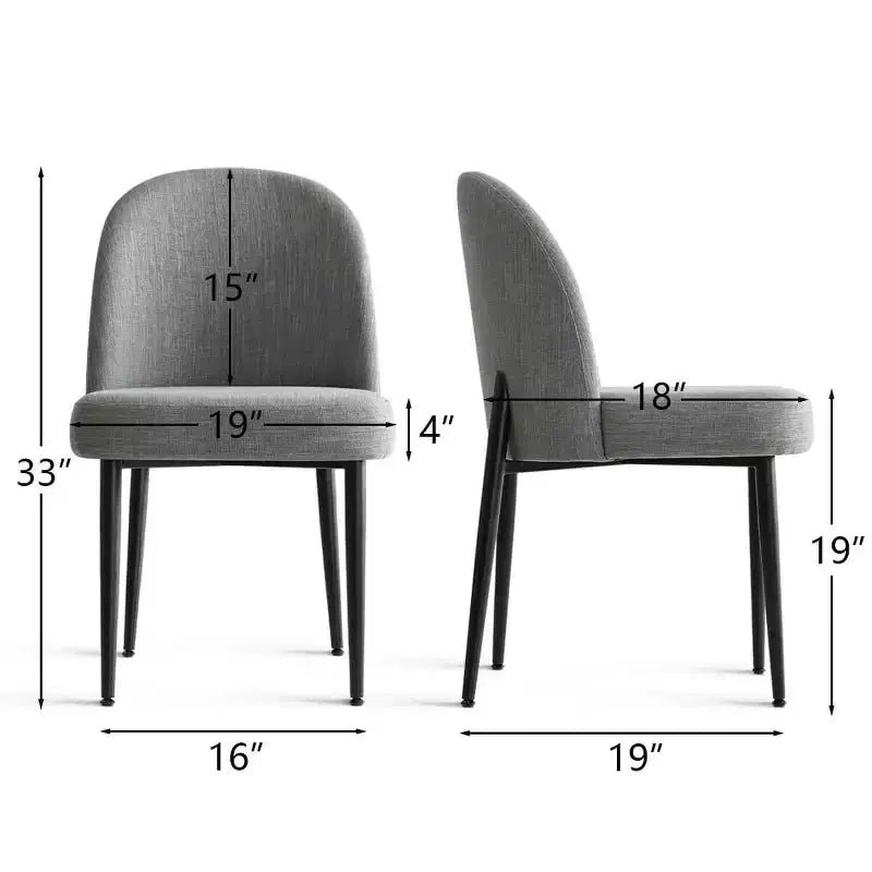 Set di 8 sedie da pranzo moderne imbottite in lino, sedie da cucina senza braccioli con gambe in metallo nero per sala da pranzo o cucina - Panipeachy