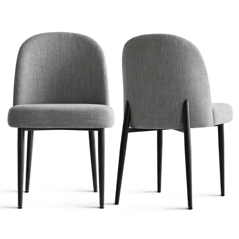 Set di 8 sedie da pranzo moderne imbottite in lino, sedie da cucina senza braccioli con gambe in metallo nero per sala da pranzo o cucina - Panipeachy
