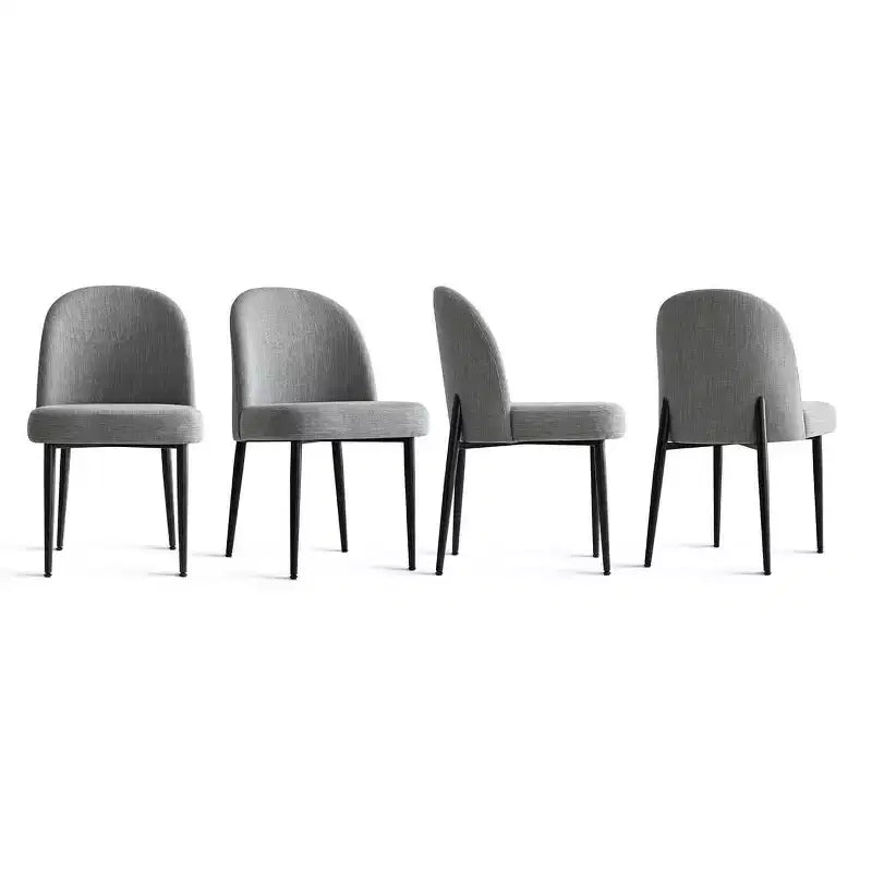 Set di 8 sedie da pranzo moderne imbottite in lino, sedie da cucina senza braccioli con gambe in metallo nero per sala da pranzo o cucina - Panipeachy