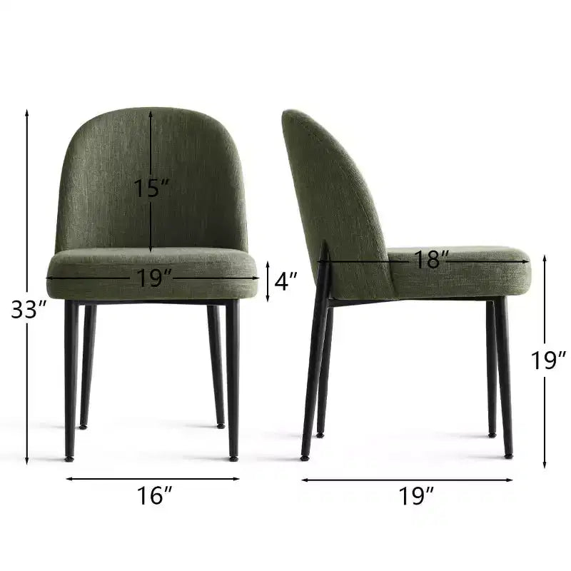 Set di 8 sedie da pranzo moderne imbottite in lino, sedie da cucina senza braccioli con gambe in metallo nero per sala da pranzo o cucina - Panipeachy