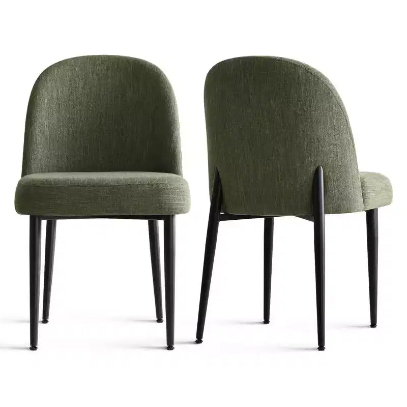 Set di 8 sedie da pranzo moderne imbottite in lino, sedie da cucina senza braccioli con gambe in metallo nero per sala da pranzo o cucina - Panipeachy
