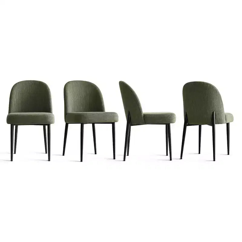 Set di 8 sedie da pranzo moderne imbottite in lino, sedie da cucina senza braccioli con gambe in metallo nero per sala da pranzo o cucina - Panipeachy