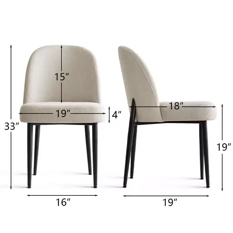 Set di 8 sedie da pranzo moderne imbottite in lino, sedie da cucina senza braccioli con gambe in metallo nero per sala da pranzo o cucina - Panipeachy