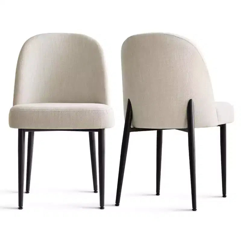 Set di 8 sedie da pranzo moderne imbottite in lino, sedie da cucina senza braccioli con gambe in metallo nero per sala da pranzo o cucina - Panipeachy