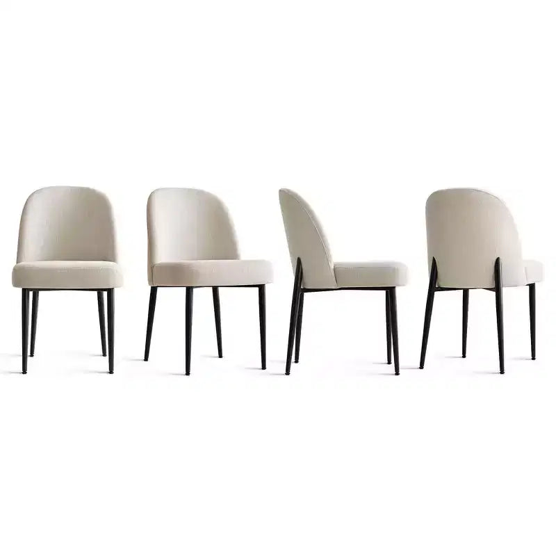 Set di 8 sedie da pranzo moderne imbottite in lino, sedie da cucina senza braccioli con gambe in metallo nero per sala da pranzo o cucina - Panipeachy