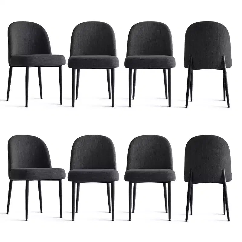 Set di 8 sedie da pranzo moderne imbottite in lino, sedie da cucina senza braccioli con gambe in metallo nero per sala da pranzo o cucina - Panipeachy