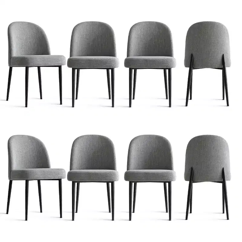 Set di 8 sedie da pranzo moderne imbottite in lino, sedie da cucina senza braccioli con gambe in metallo nero per sala da pranzo o cucina - Panipeachy