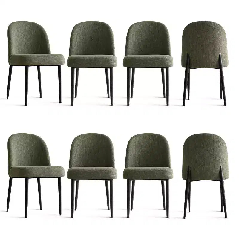 Set di 8 sedie da pranzo moderne imbottite in lino, sedie da cucina senza braccioli con gambe in metallo nero per sala da pranzo o cucina - Panipeachy