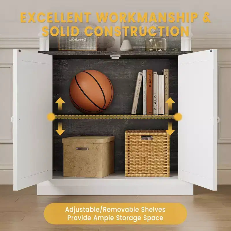 Dispensa da Cucina Autoportante 71" con Illuminazione a LED, Credenza Alta con 2 Ante e Ripiani Regolabili, Dispensa Moderna per Soggiorno
