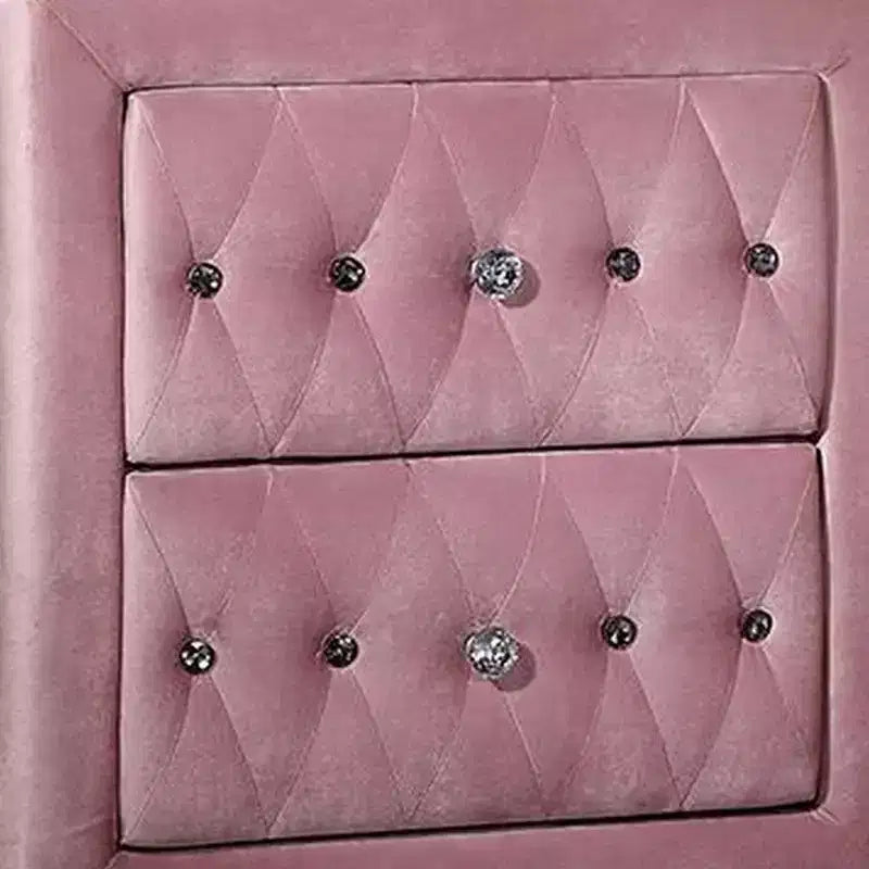 Comodino Royal Hampton 66 cm, 2 cassetti, gambe cabriole, legno, rivestimento rosa