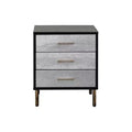 Royal Hampton 19 Inch Glamorous Style Nightstand, 3 Drawers, Black, Silver, Gold