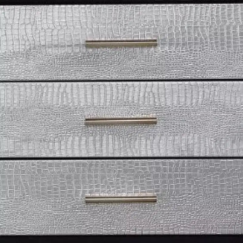 Royal Hampton Comodino 19 pollici Stile Glamour, 3 cassetti, Nero, Argento, Oro