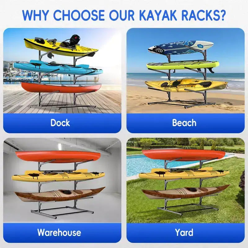 Supporto per Kayak, Porta Kayak Robusto per Garage e Stoccaggio Esterno, Porta Tavole da Surf Resistente alle Intemperie e Robusto, Canoe Kayak Regolabili