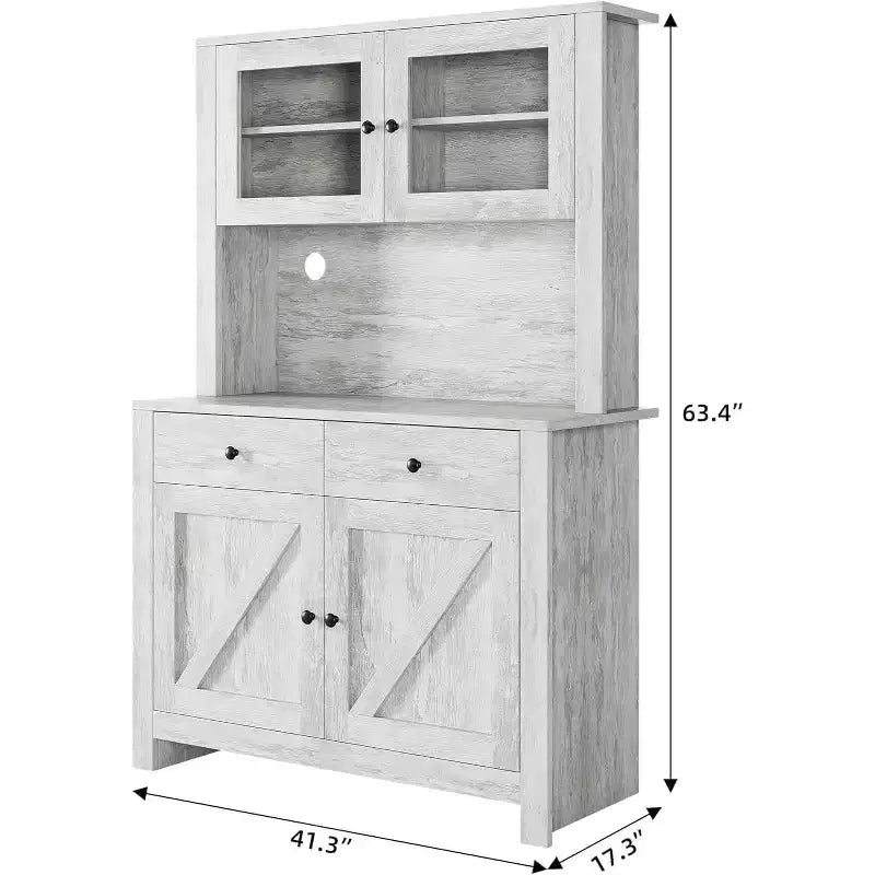 Mobile dispensa indipendente con supporto per microonde, cassetti, ante e ripiani regolabili, credenza per alimenti per cucina, sala da pranzo, grigio