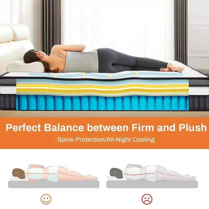 Materasso King Size, Materasso King in Memory Foam Gel da 14 Pollici per Notti Fresche e Sollievo dalla Pressione, Sensazione Media Morbida con Isolamento del Movimento