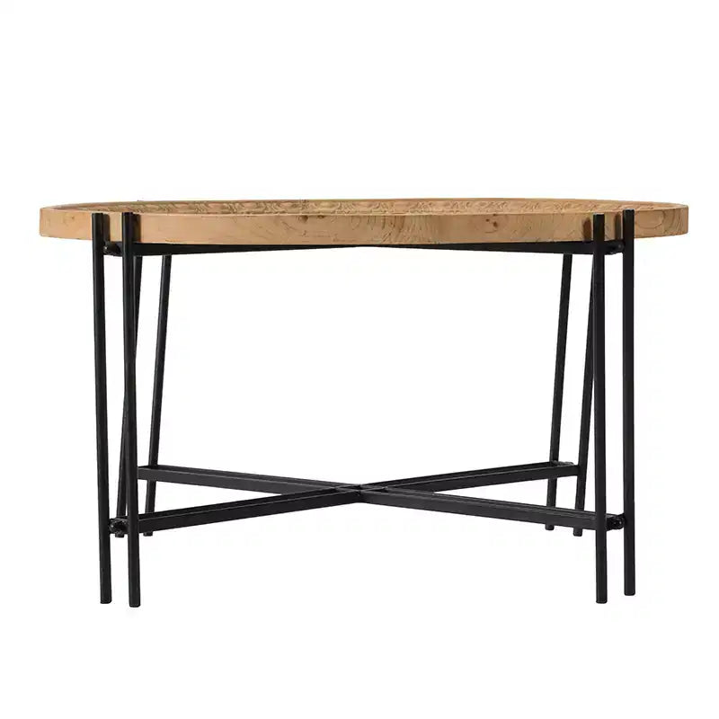 Tavolino rotondo GDFStudio Lavonia in legno di abete e ferro