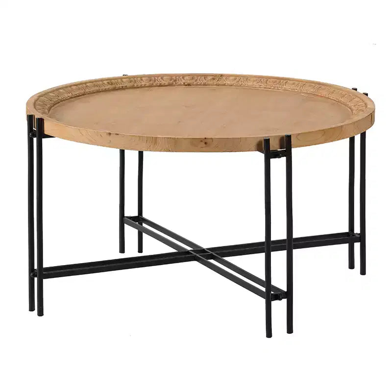 Tavolino rotondo GDFStudio Lavonia in legno di abete e ferro