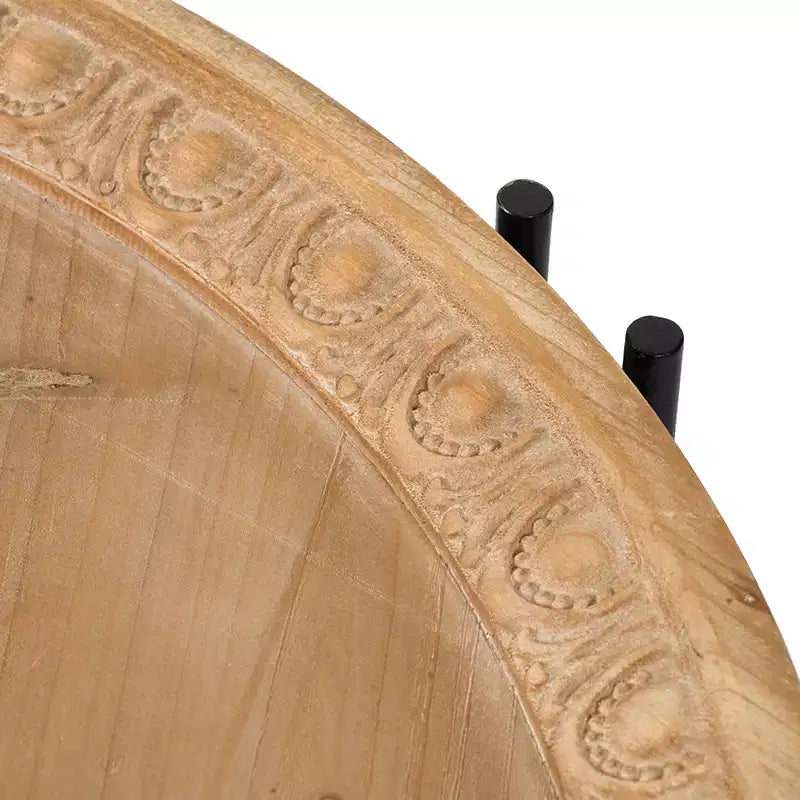Tavolino rotondo GDFStudio Lavonia in legno di abete e ferro