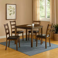 Royal Hampton 5 Piece Dining Table Set with Leatherette Seating, Brown