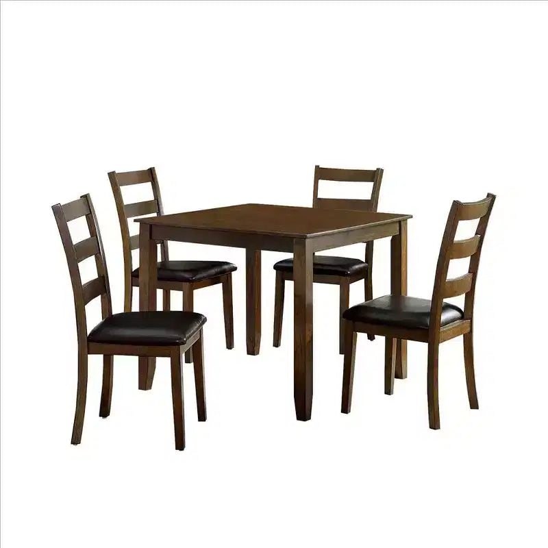 Set da pranzo Royal Hampton da 5 pezzi con sedie in similpelle, marrone
