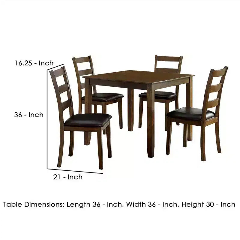Set da pranzo Royal Hampton da 5 pezzi con sedie in similpelle, marrone