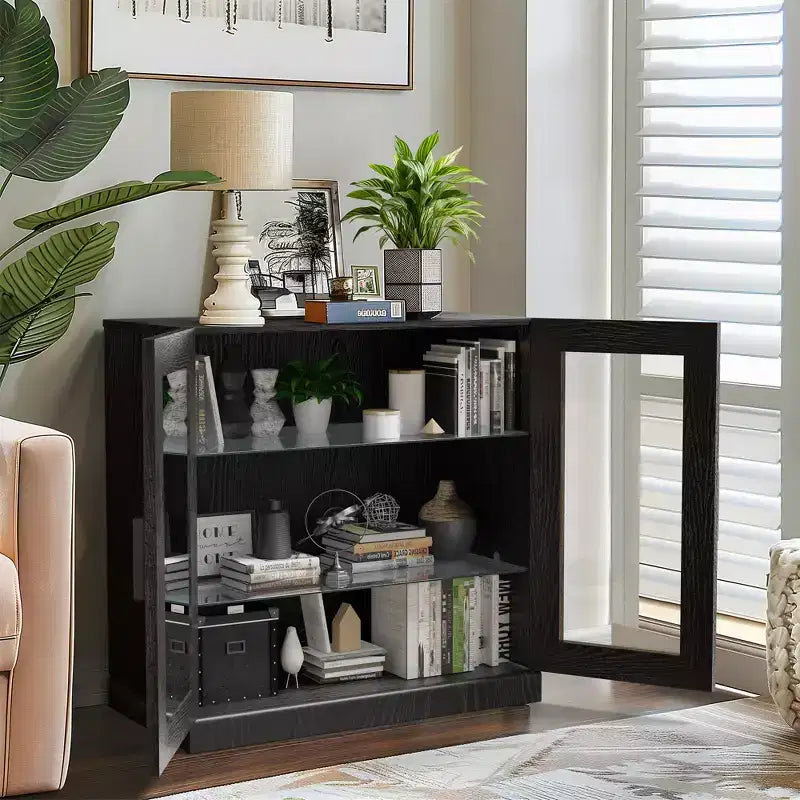 Mobile e credenza impilabili in legno massello con ripiani regolabili