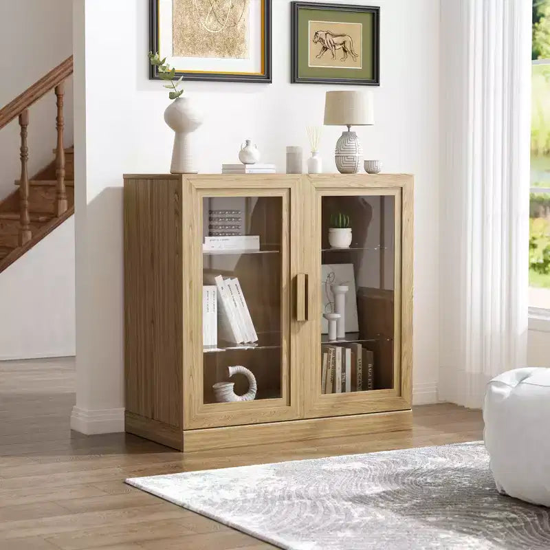 Solid Wood Stackable Cabinet&Sideboard with Adjustable Shelves