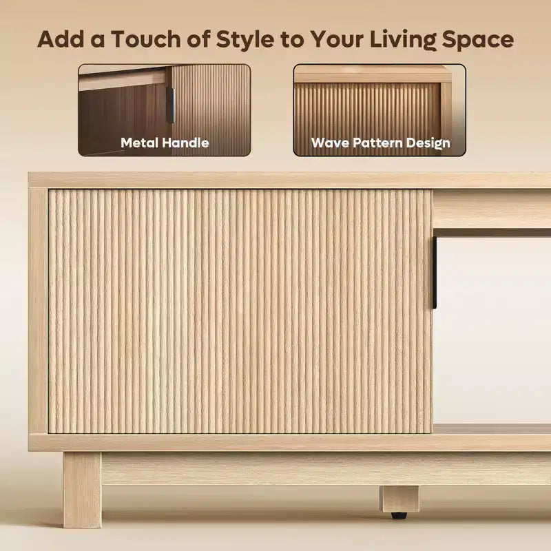 Mobile TV Bestier da 70'' per TV fino a 75'', Consolle TV moderna con 2 armadietti e un ripiano centrale aperto, 2 Console multimediali con fori passacavi
