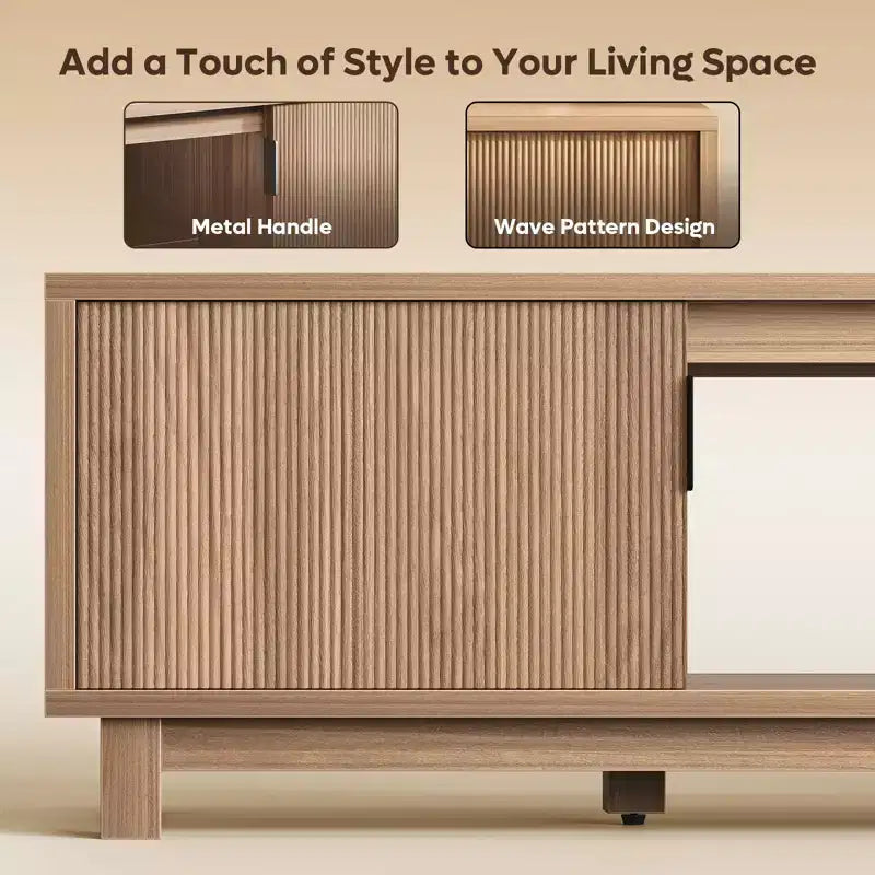 Mobile TV Bestier da 70'' per TV fino a 75'', Consolle TV moderna con 2 armadietti e un ripiano centrale aperto, 2 Console multimediali con fori passacavi