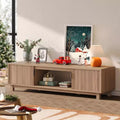 Bestier 70'' TV Stand for TVs up to 75'',Modern TV Console with 2 cabinets and an open center shelf,2 Media Console with cable management ports