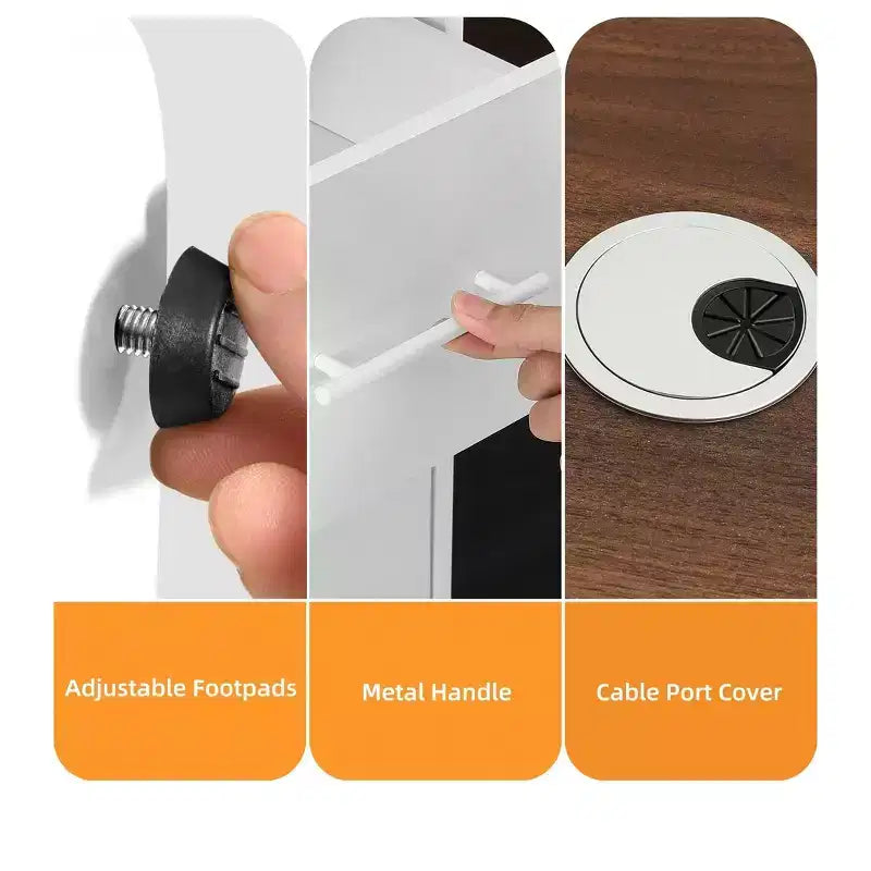Scrivania a L da 71 pollici con cassetti, scrivania direzionale con schedario, scrivania angolare con libreria per l'ufficio domestico, bianco e noce