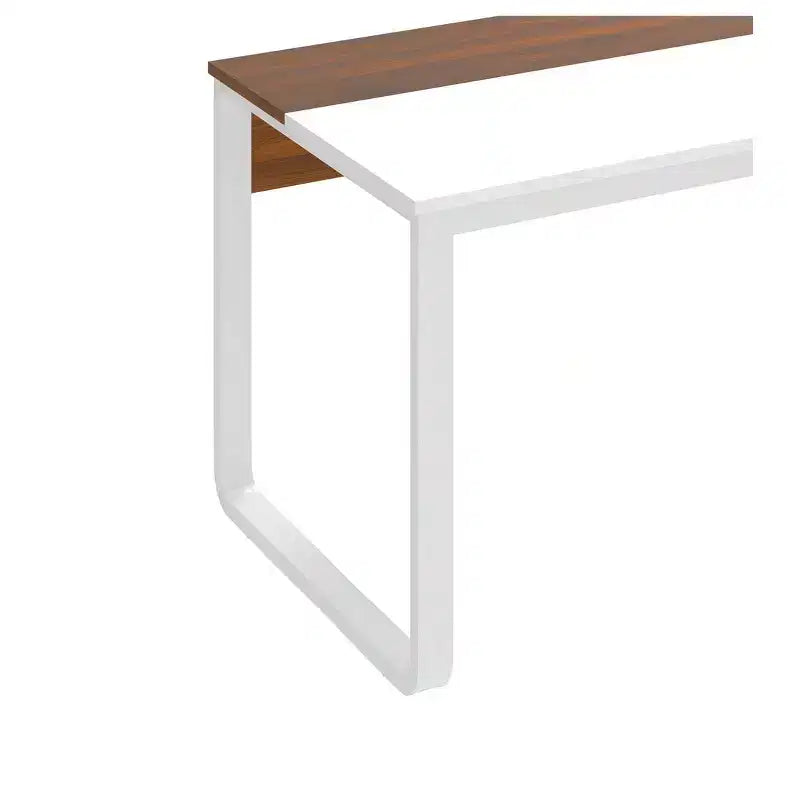 Scrivania a L da 71 pollici con cassetti, scrivania direzionale con schedario, scrivania angolare con libreria per l'ufficio domestico, bianco e noce