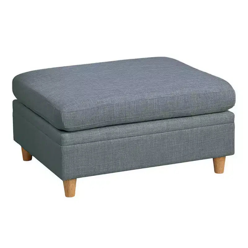 Pouf Royal Hampton da 37 pollici, seduta quadrata imbottita, tessuto Dorris grigio acciaio liscio