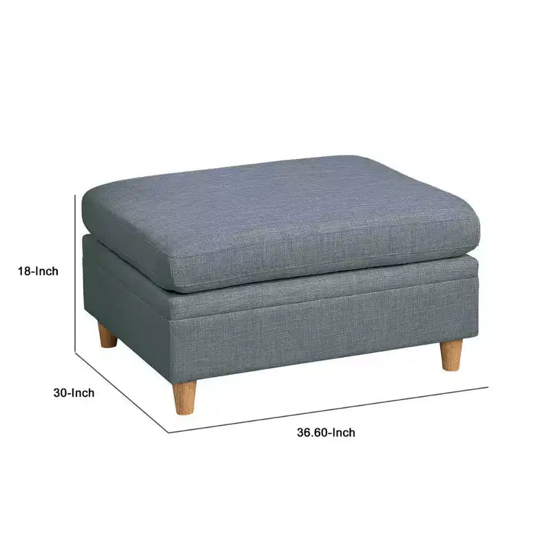 Pouf Royal Hampton da 37 pollici, seduta quadrata imbottita, tessuto Dorris grigio acciaio liscio