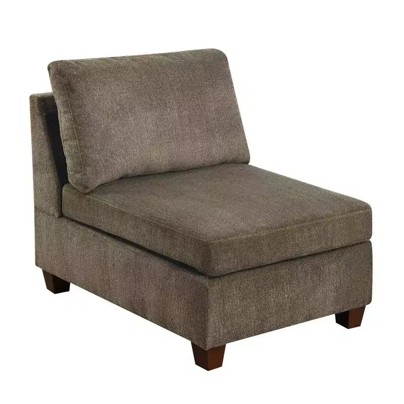 Royal Hampton Fabric Armless Chair with Loose Back Pillows, Brown