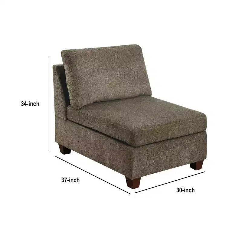 Sedia senza braccioli Royal Hampton Fabric con cuscini posteriori staccabili, Marrone