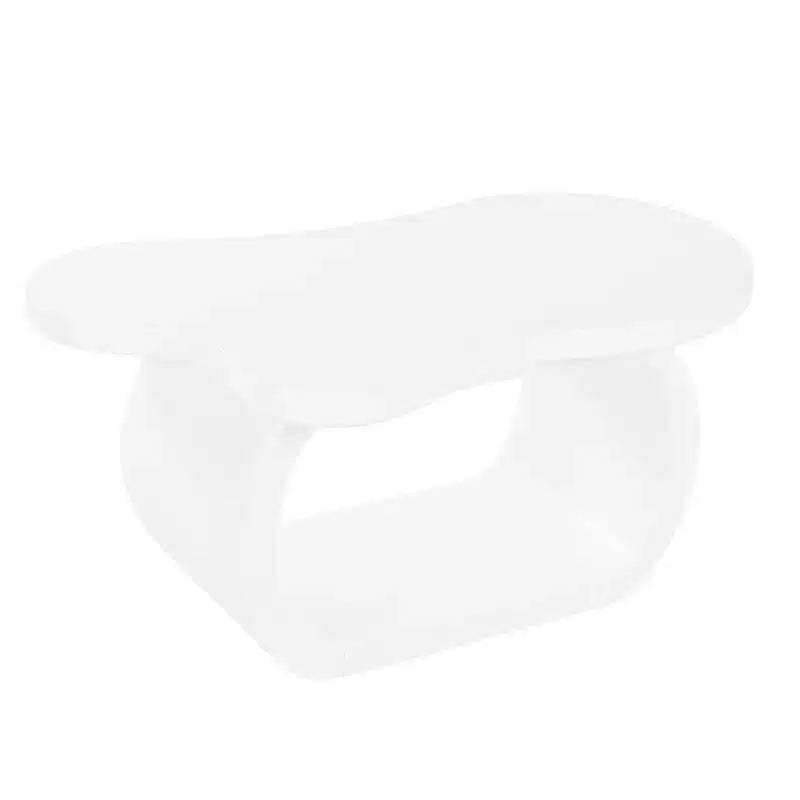 Tavolino da caffè Cloud in legno, tavolino laterale irregolare color crema con gambe curve, tavolino centrale piccolo con bordo arrotondato per soggiorno