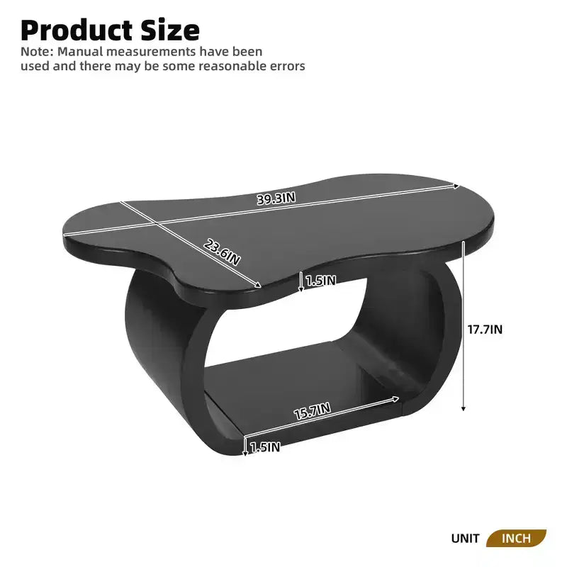Tavolino da caffè Cloud in legno, tavolino laterale irregolare color crema con gambe curve, tavolino centrale piccolo con bordo arrotondato per soggiorno