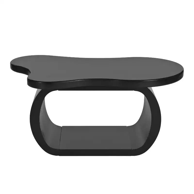 Tavolino da caffè Cloud in legno, tavolino laterale irregolare color crema con gambe curve, tavolino centrale piccolo con bordo arrotondato per soggiorno