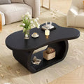 Cloud Coffee Table Wood, Irregular Cream End Table with Curved Legs, Small Center Table with Round Edge for Living Room