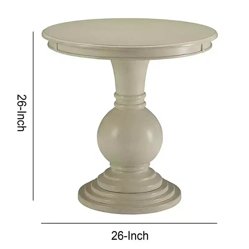 Tavolino d'appoggio Royal Hampton con base a piedistallo, bianco antico