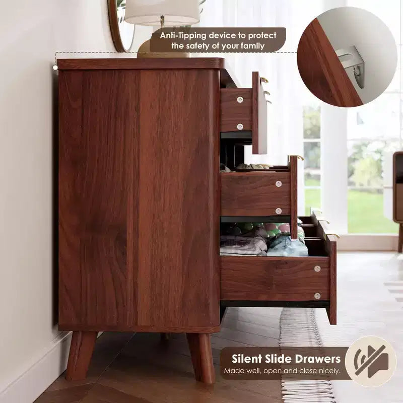 Comò a 9 cassetti per camera da letto, cassettiera da 154 cm di larghezza con maniglie dorate, comò scanalato, mobile TV, organizer per vestiti per soggiorno