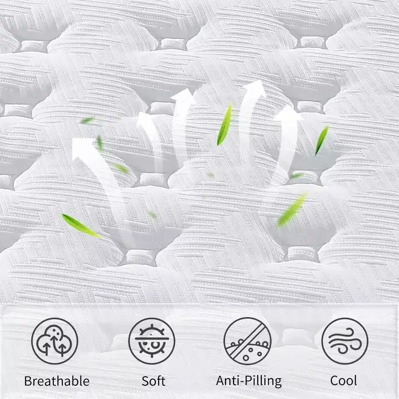 Materasso ibrido Whisen 12 Full Size con memory foam a 7 zone, molle insacchettate singole, rivestimento in tessuto a maglia