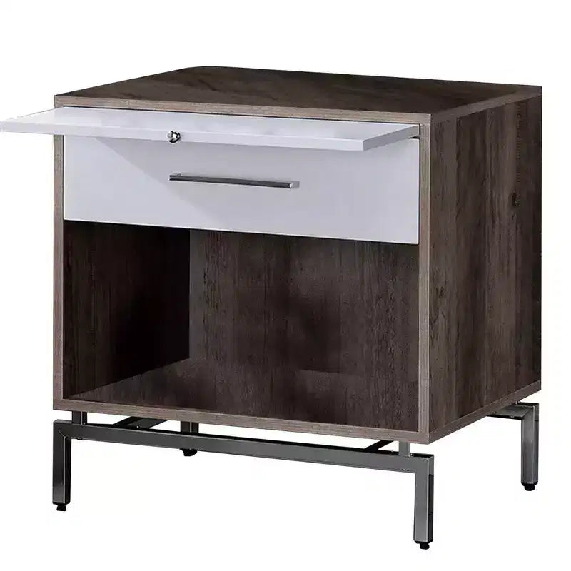 Tavolino Royal Hampton con contenitore aperto e vassoio estraibile, marrone e bianco