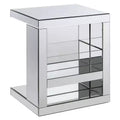 Royal Hampton Accent Table with Mirrored Panels and C Shape, Silver