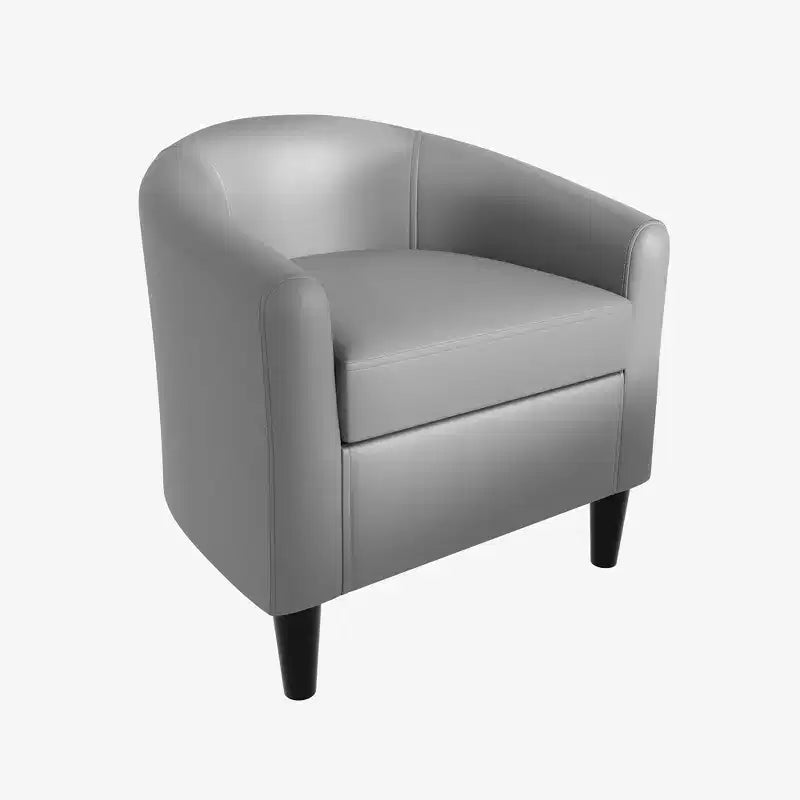 Poltrone d'accento, Poltroncine a botte in similpelle, Poltrone Club con seduta morbida per soggiorno, camera da letto, sala lettura, sala d'attesa