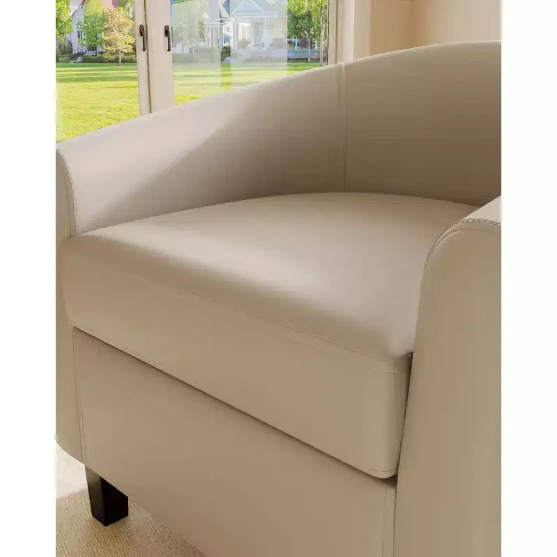 Poltrone d'accento, Poltroncine a botte in similpelle, Poltrone Club con seduta morbida per soggiorno, camera da letto, sala lettura, sala d'attesa