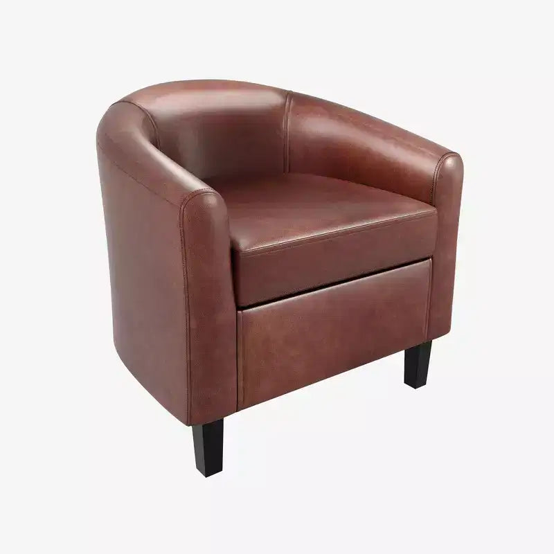 Poltrone d'accento, Poltroncine a botte in similpelle, Poltrone Club con seduta morbida per soggiorno, camera da letto, sala lettura, sala d'attesa