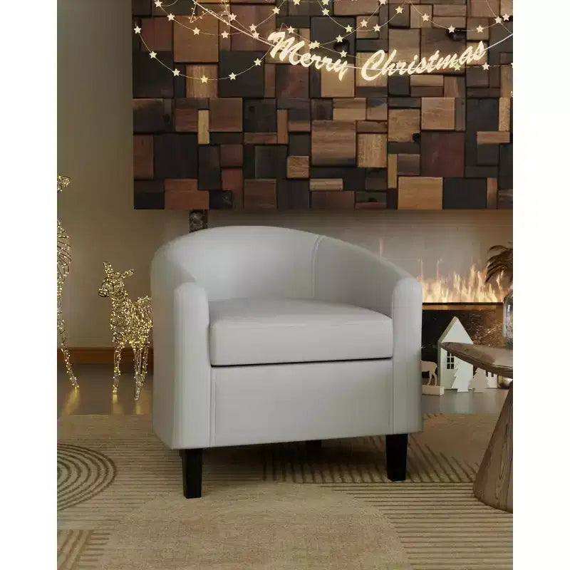 Accent Chairs Faux Leather Barrel Chairs Club Armchairs with Soft Seat for Living Room Bedroom Reading Waiting Room