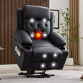 Power Lift Recliner Chair for Elderly with Lumbar Heating, Oversized PU Leather Electric Lift Recliner Single Sofa with Side Pockets, Two Cup Holders